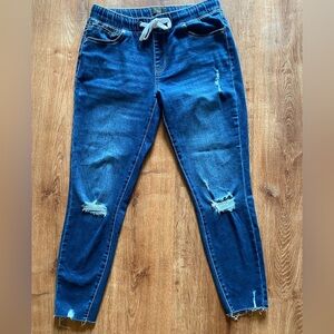 Distressed Pull-on Jeans